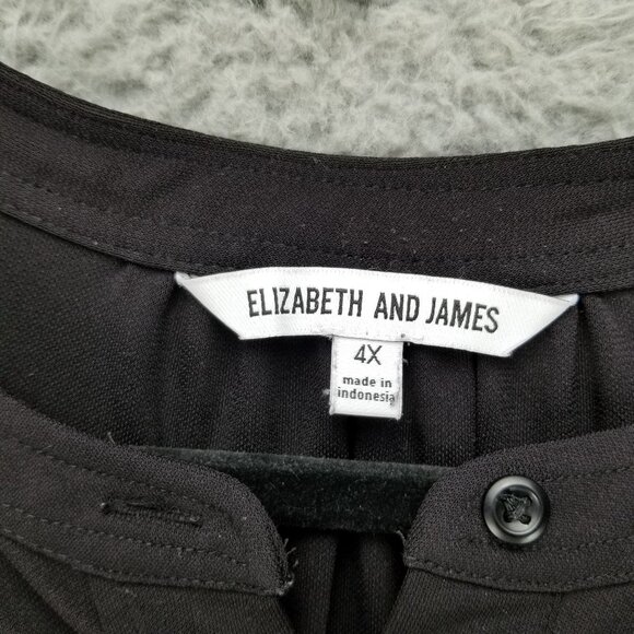 Elizabeth and James Dress Womens 4X Black 1/2 Button Balloon Sleeve Shift - Picture 2 of 10